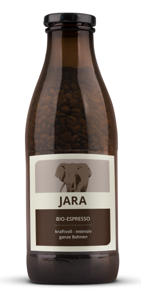 Bio-Espresso Jara in der Glasflasche